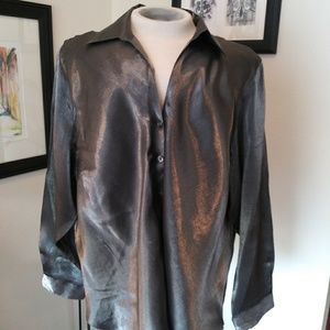Fashion Bug Shimmery Silver Button Shirt. 26/28